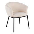 Contemporary Chair in Black Steel and White Sherpa Fabric R8651