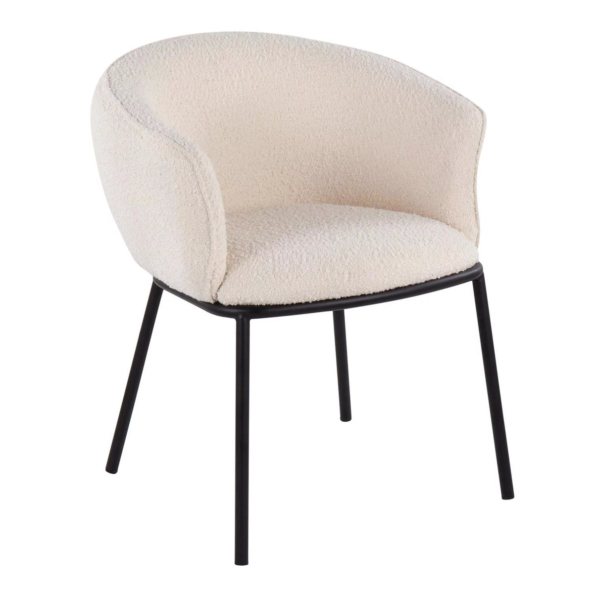 Contemporary Chair in Black Steel and White Sherpa Fabric R8651