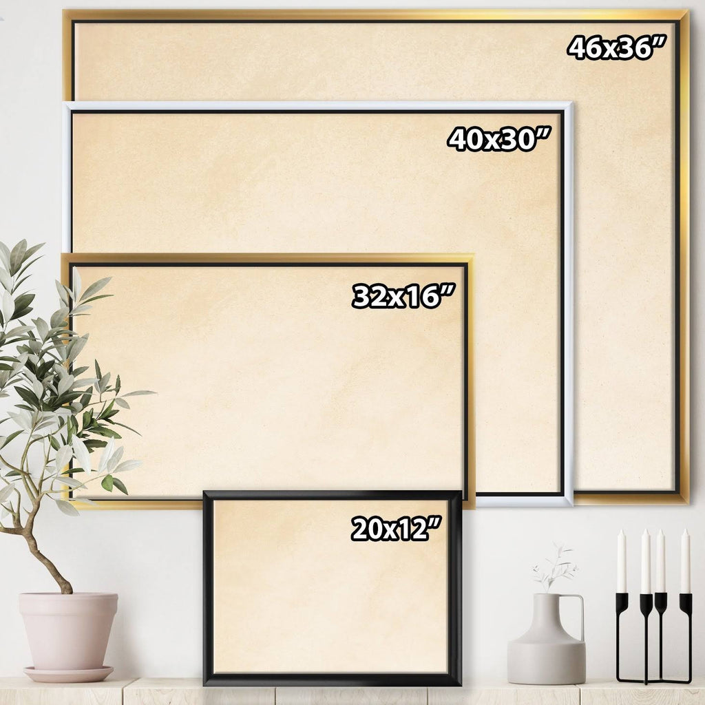 Pink Grey Modern Framed Canvas - 32 in. Wide x 16 in. High - Gold G58890