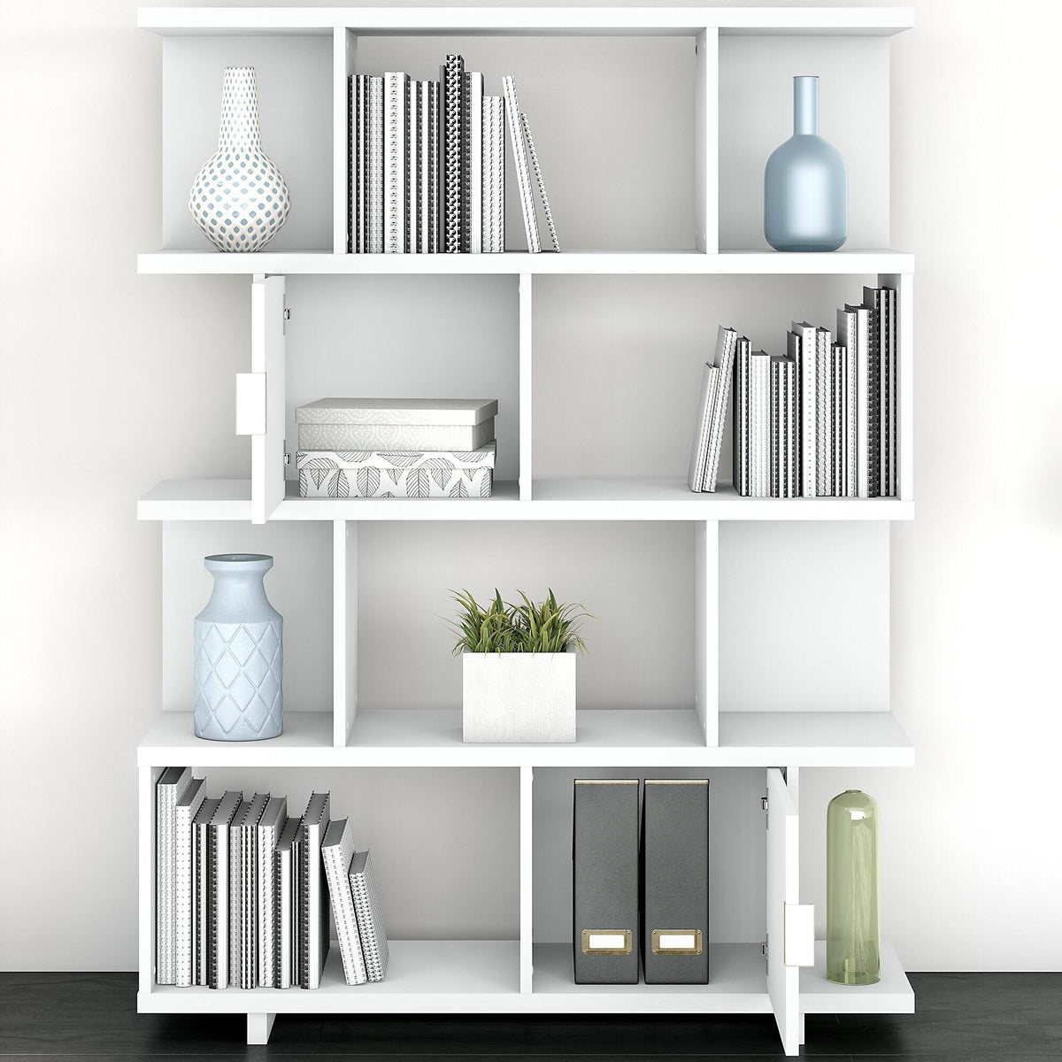 Modern Gray Bookcase with Doors Z624620