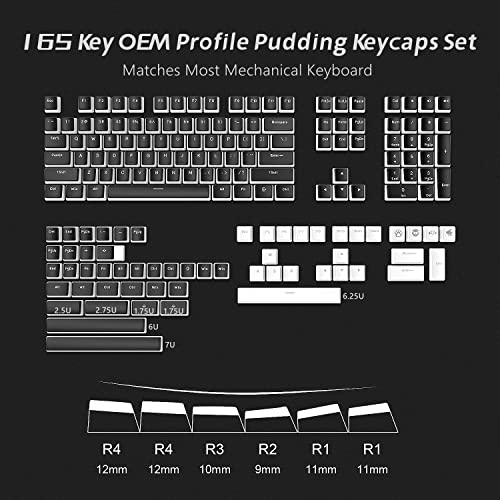 Black PBT Keycaps 165 Keys Set P623021