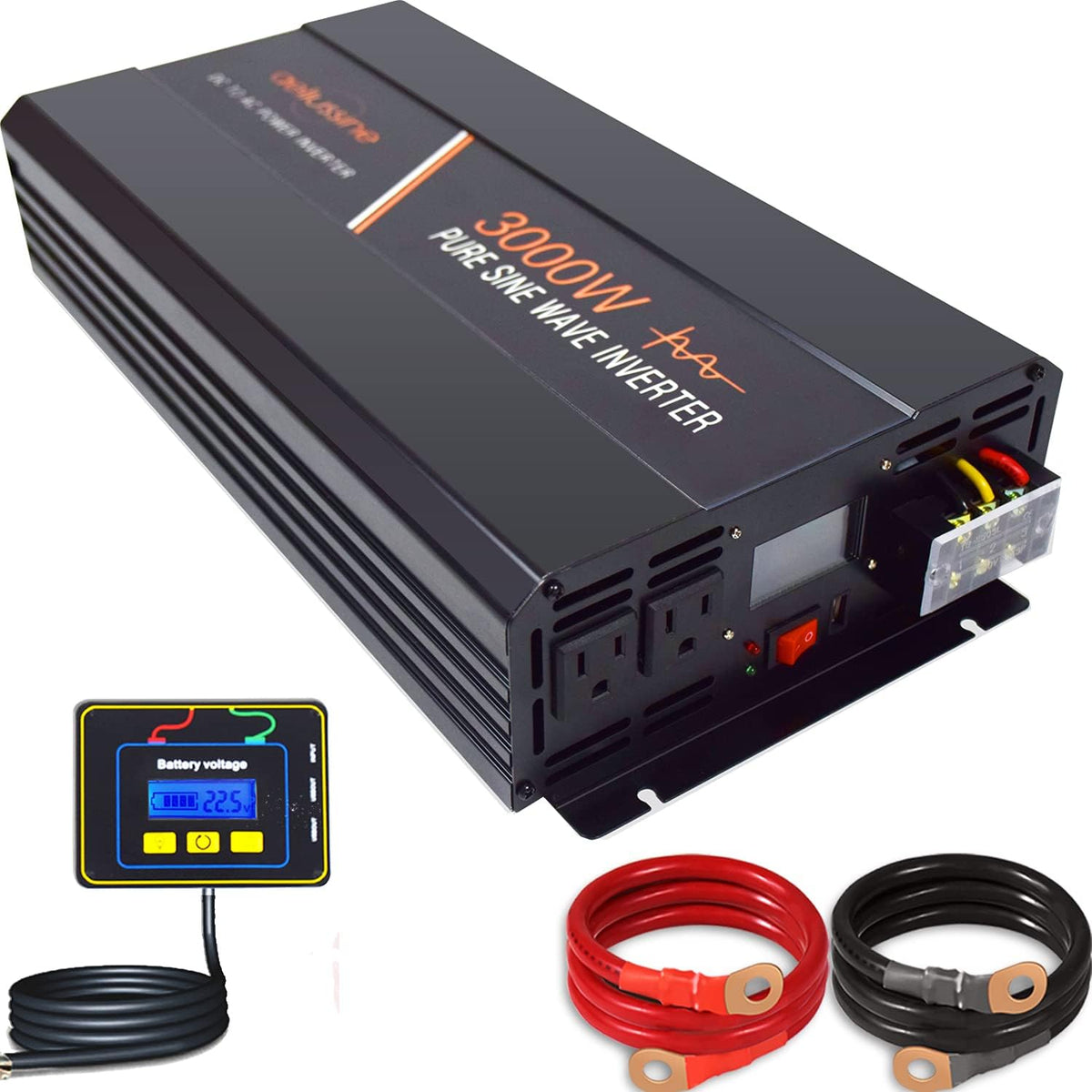1500 Watt Pure Sine Wave Inverter 12v DC to AC 110v 120v with LCD Display N433