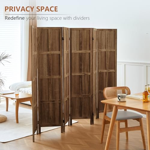 Wood 4 Panel Room Divider, 5.6 FT Tall Folding Privacy Screen N9182