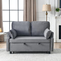 Grey Velvet Upholstered Recliner Bed with Pull-Out Sleeper Sofa Folding Loveseat Z602775