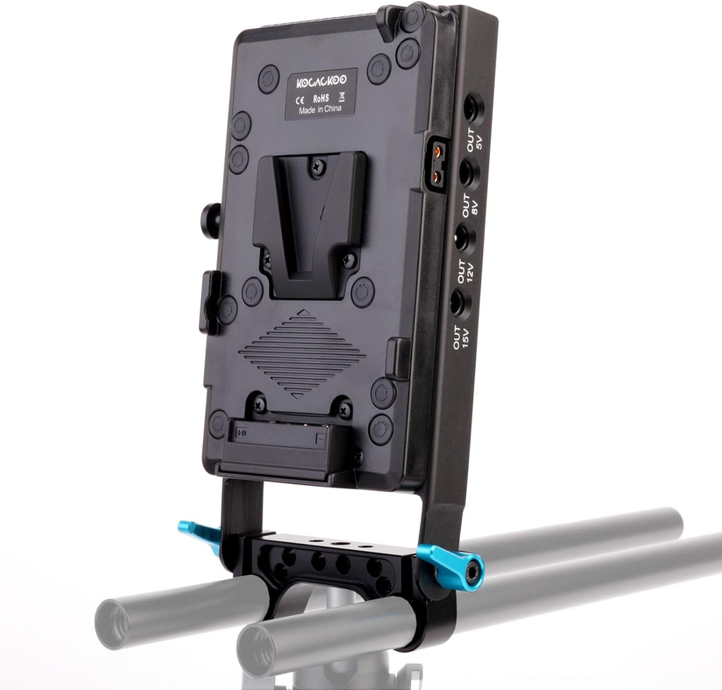 V-Mount Lock Battery Plate Power Supply Splitter Adapter with 15mm Rod Clamp I700