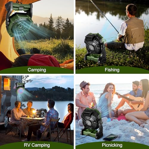 Portable Misting Fan with LED Light, 20000mAh Rechargeable with 250mL Water Tank and Hook, Orange V780