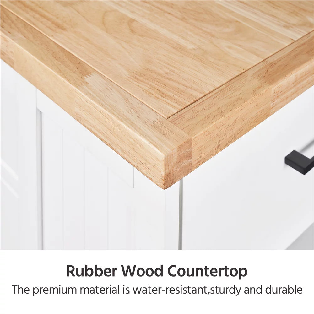 White Wooden Kitchen Island Storage Cabinet with Drawer L832