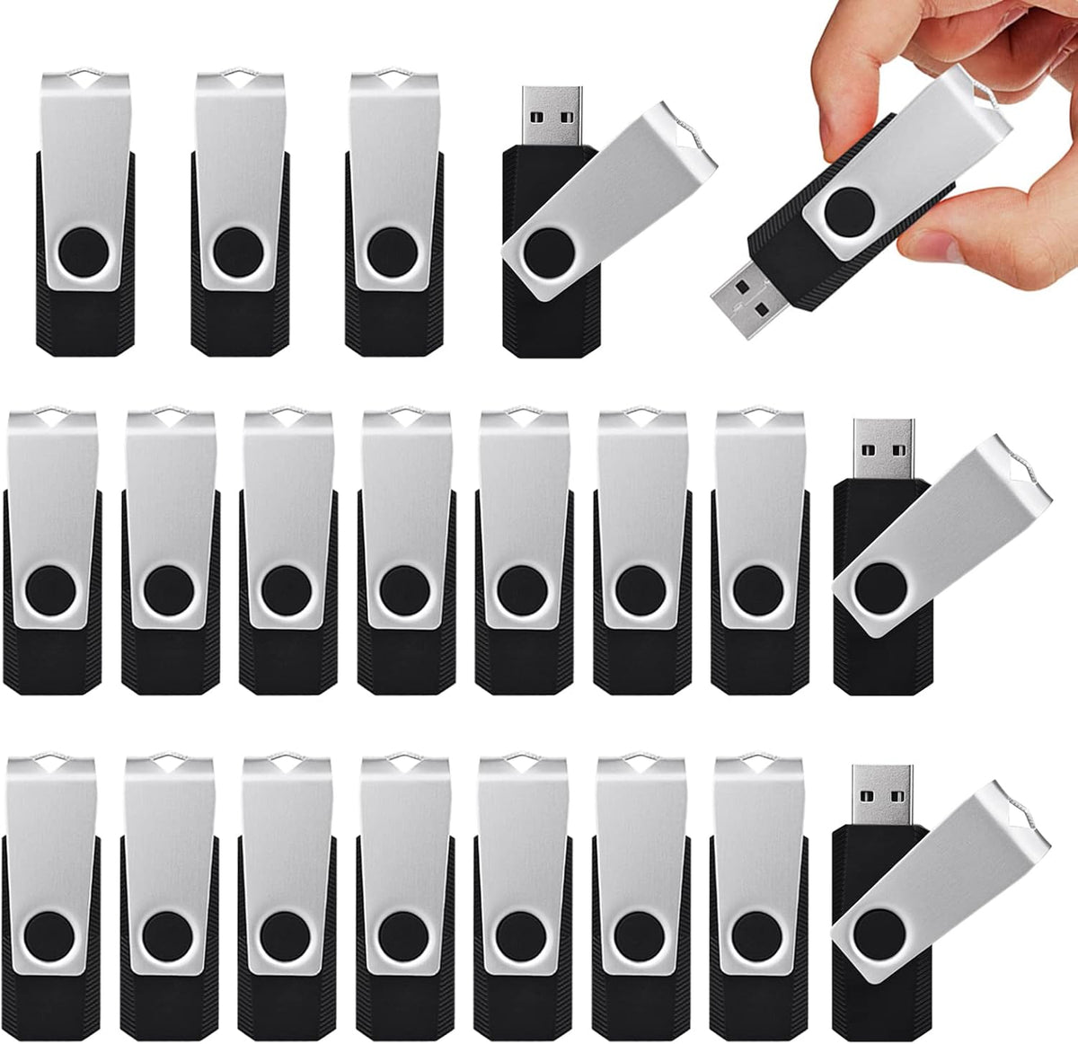 100 Pack 8GB USB 2.0 Flash Drive Black N374909