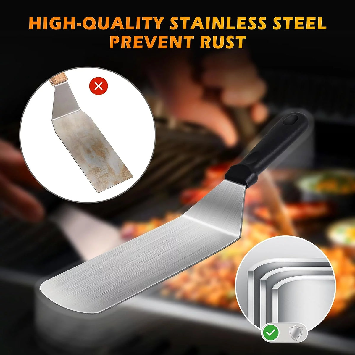 137 Flat Top Grill Accessories Kit with Spatula, Basting Cover, Scraper, Bottle, Tongs, Egg Rings & Carry Bag N44940