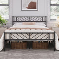 Black Full Size Metal Platform Bed Frame with Headboard and Footboard J498