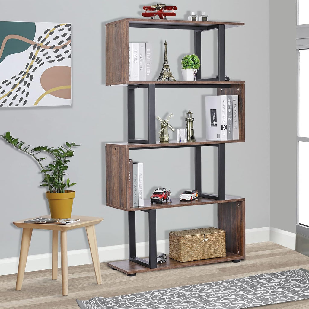 5-Tier S-Shaped Industrial Bookcase E86362