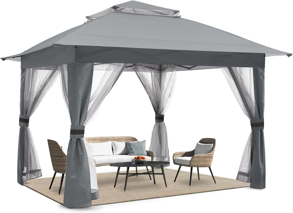 13x13Ft Pop Up Canopy Tent with Mosquito Netting Walls A443772