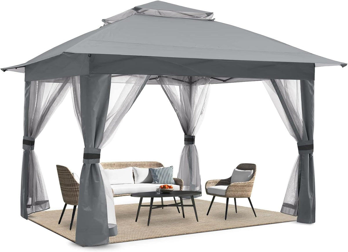 13x13Ft Pop Up Canopy Tent with Mosquito Netting Walls A443772