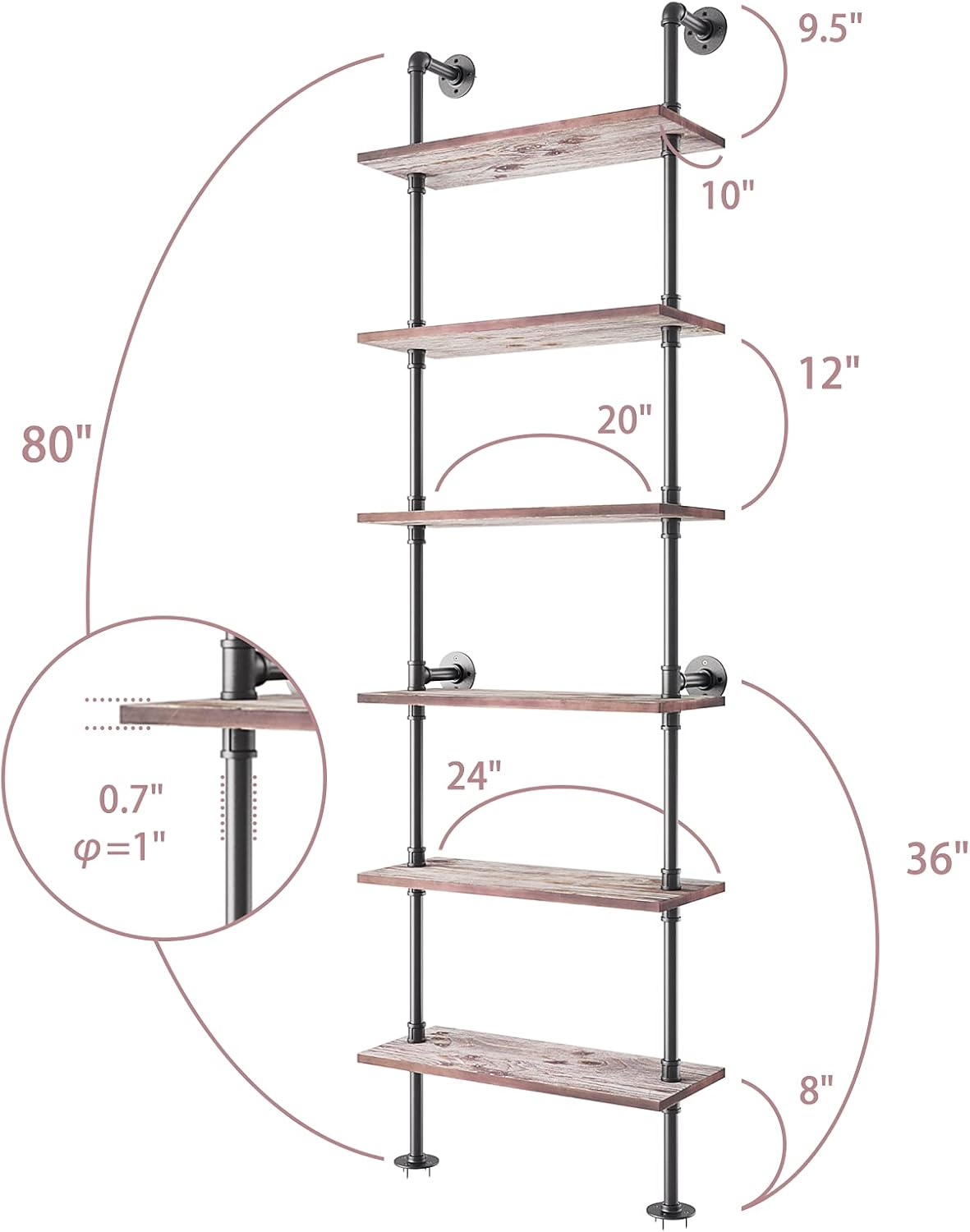 6 Tier Solid Wood Ladder Shelf Bookshelf R1765