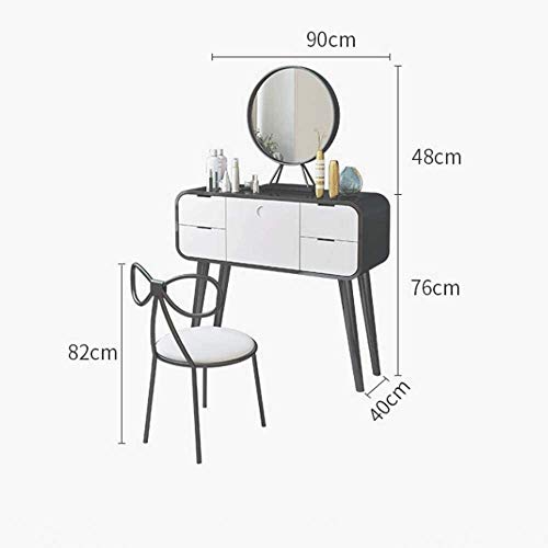 White Stainless Steel Dressing Vanity Table with Mirror Stool V313306