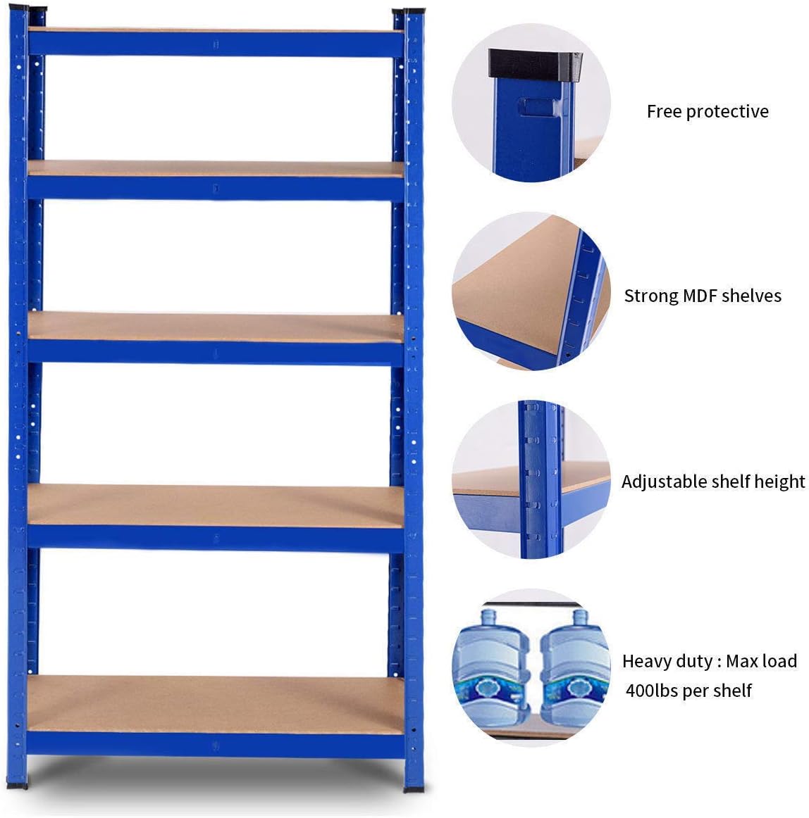 5-Tier Heavy Duty Steel Storage Shelves with Adjustable Shelves V911157