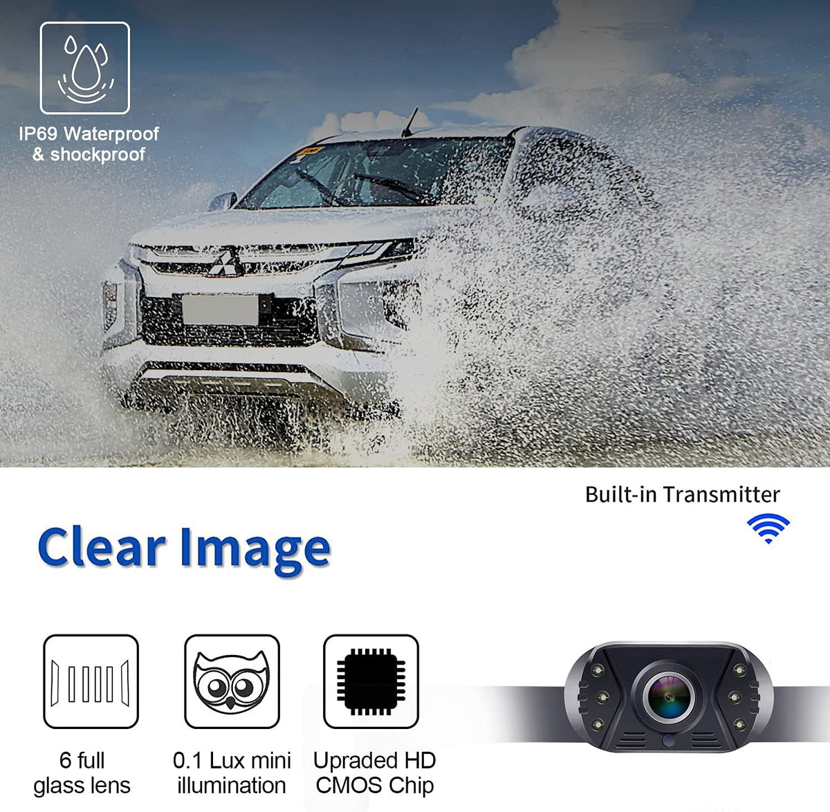 HD 1080P Wireless Backup Camera with 5 Inch Split Screen T608