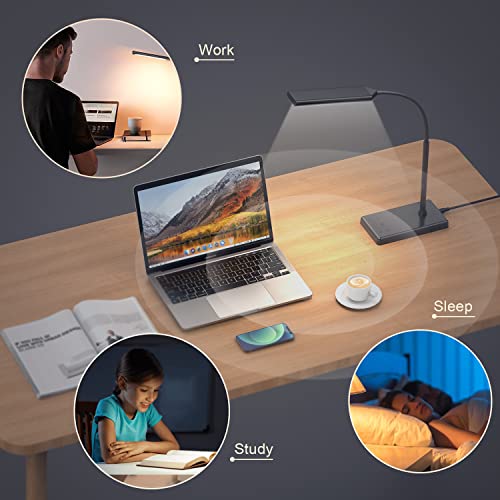 Clip on Table Lamp 3 Color Modes 10 Brightness Dimmable Reading Lamp 360° Rotatable Metal Gooseneck Desk Lamp D171470