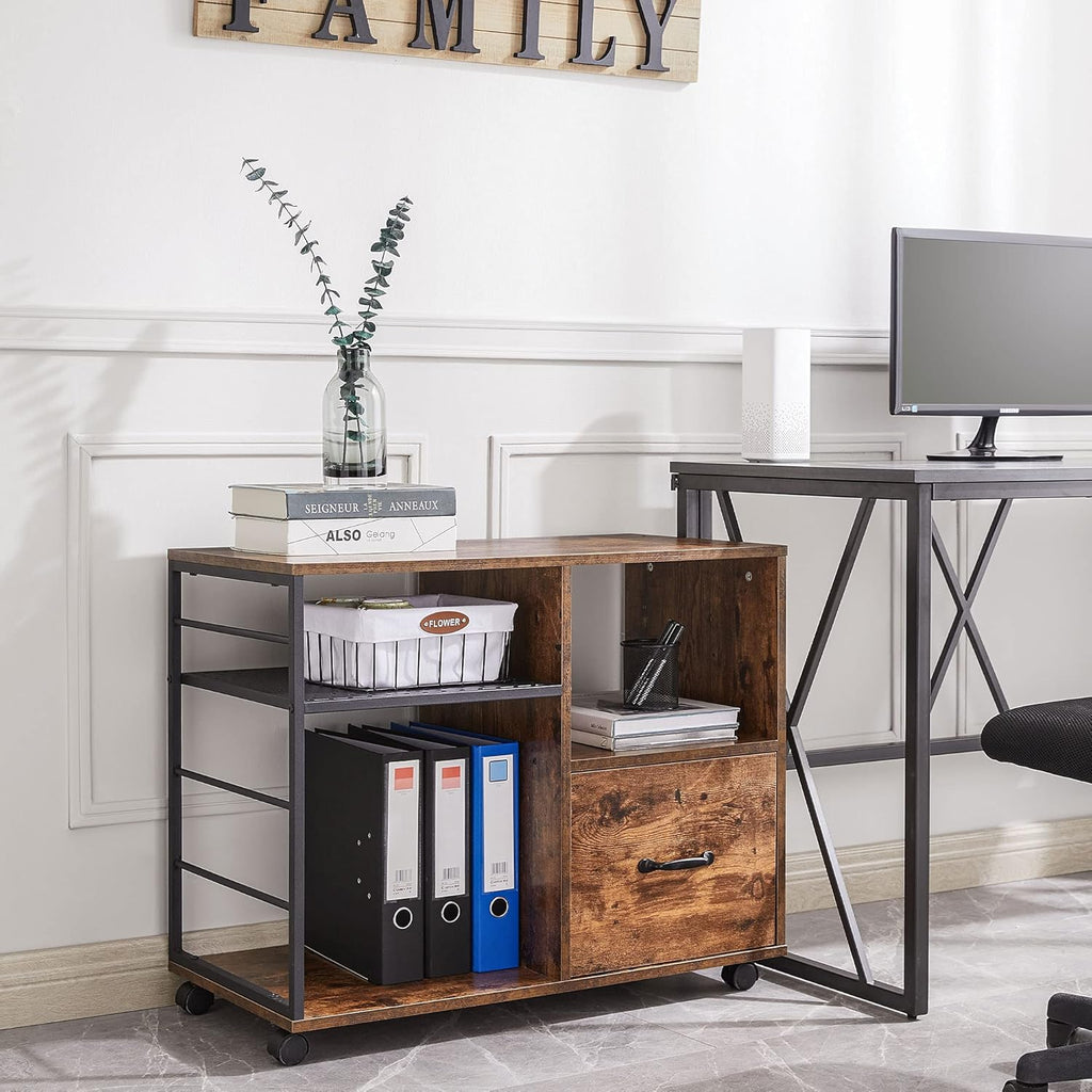 File Cabinet with Drawer and Open Storage Shelves L612