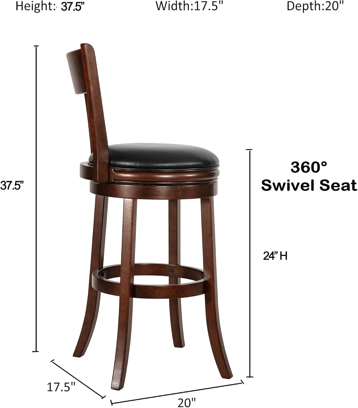 24 Inch Cappuccino Swivel Barstool V175