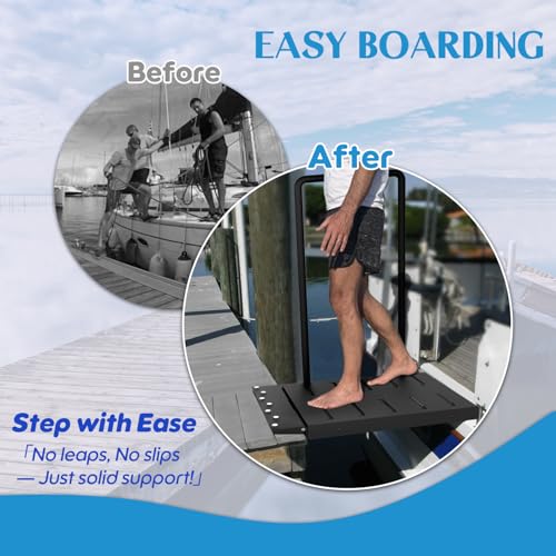 Black Metal Dock Boarding Platform with Safety Handrail T955788