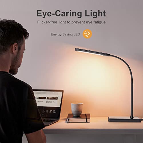 Clip on Table Lamp 3 Color Modes 10 Brightness Dimmable Reading Lamp 360° Rotatable Metal Gooseneck Desk Lamp D171470
