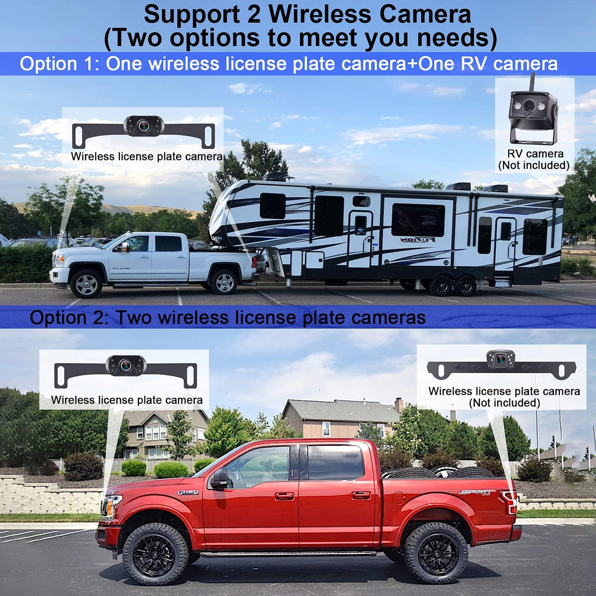 HD 1080P Wireless Backup Camera with 5 Inch Split Screen T608