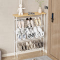 4 Tier Narrow Shoe Rack Organizer with Wood Top B4533