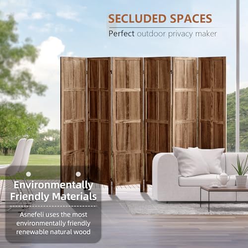 Wood 4 Panel Room Divider, 5.6 FT Tall Folding Privacy Screen N9182
