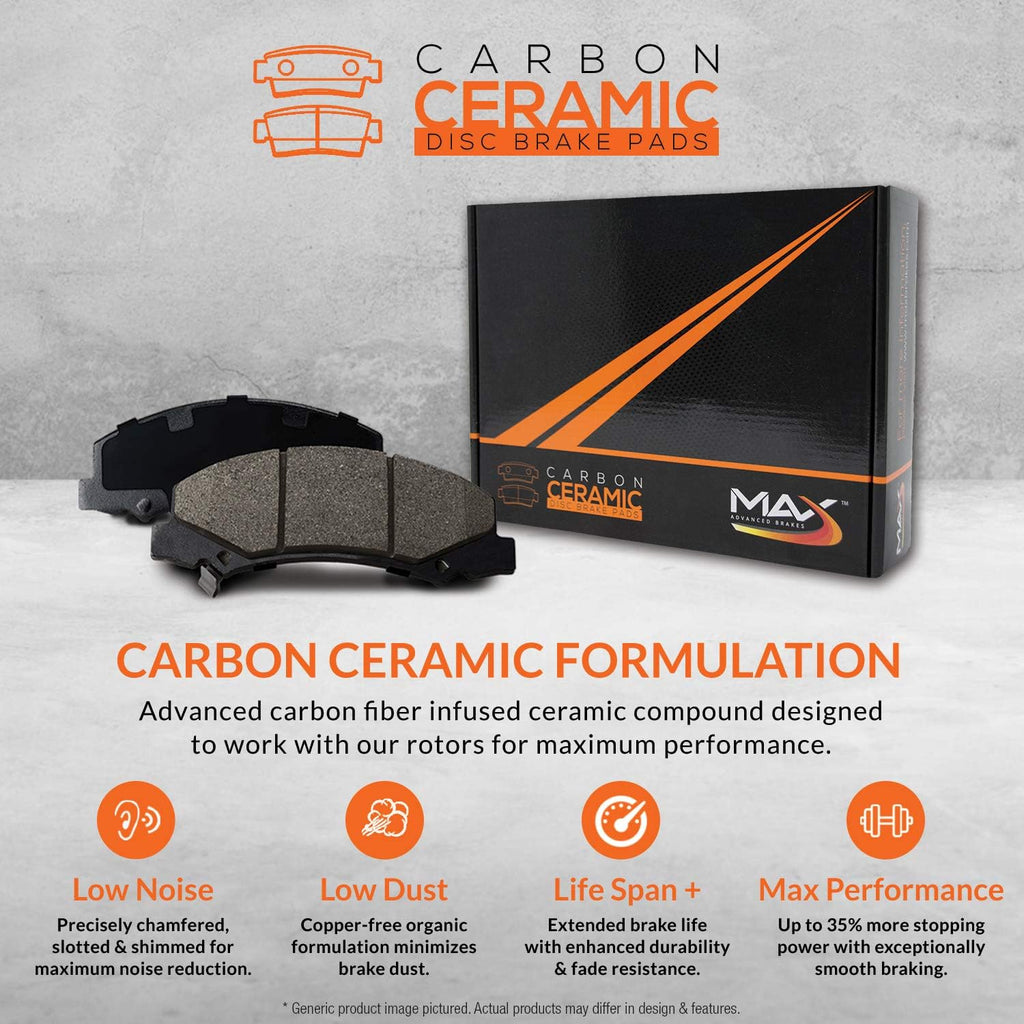 Max Brakes Premium OE Rotors with Carbon Ceramic Pads R444956