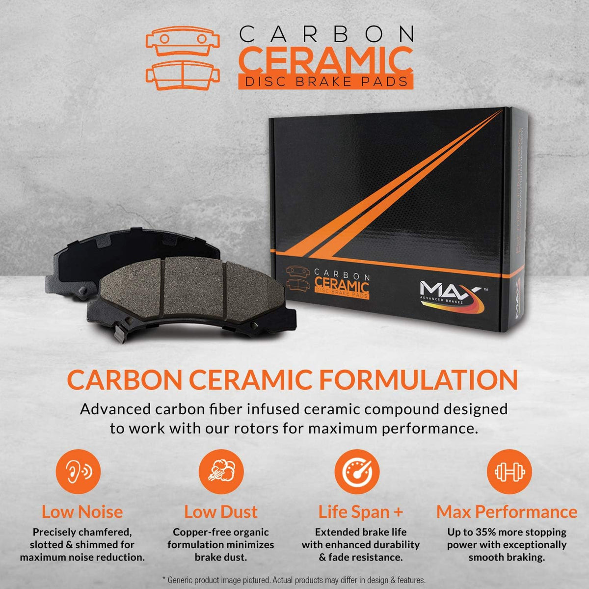 Max Brakes Premium OE Rotors with Carbon Ceramic Pads R444956