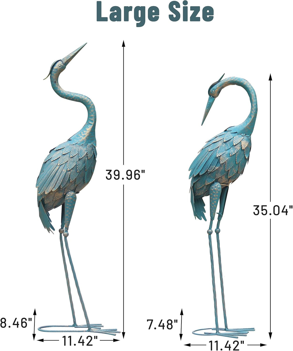 Set of 2 Metal Garden Crane Statues R69260