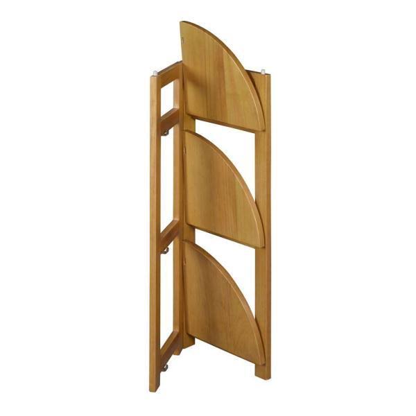Medium Oak Wood 3-Shelf Foldable Corner Bookcase Y136
