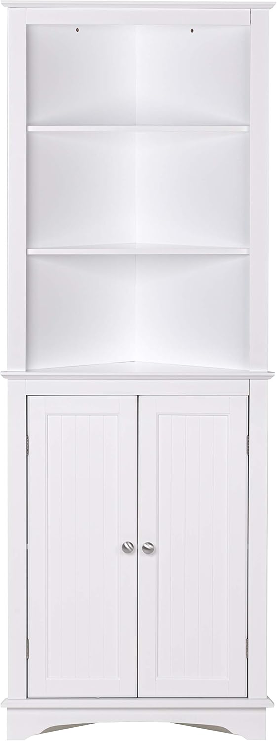 Tall Corner Cabinet with Two Doors and Three Tier Shelves, Espresso A2767