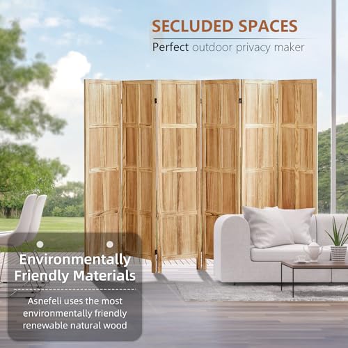 Wood 4 Panel Room Divider, 5.6 FT Tall Folding Privacy Screen N9182