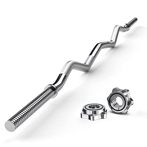 47" EZ Curl Bar Weight Lifting Bar with Star Collars K172