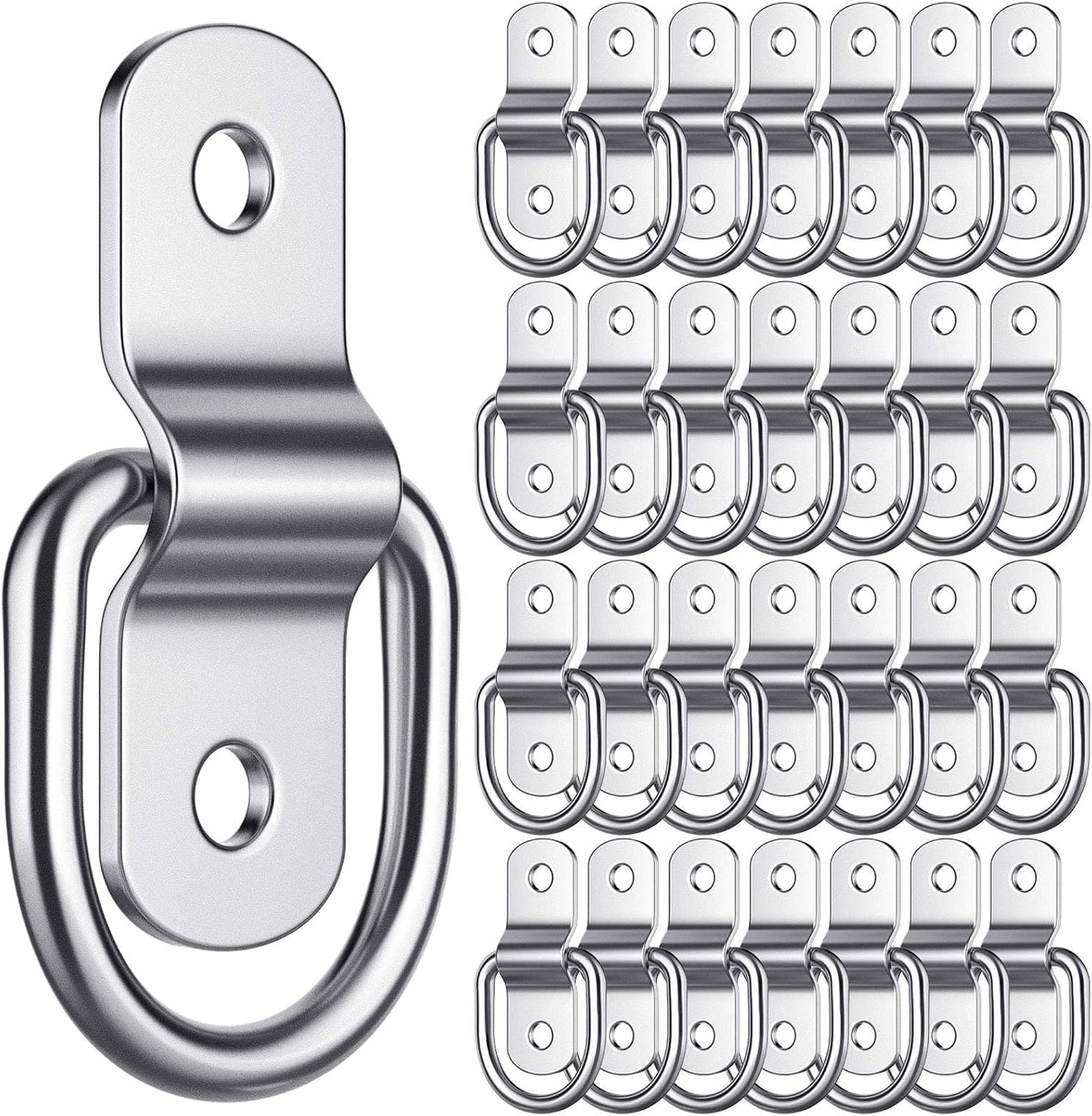 60 Pcs 1/4 Inch Heavy Duty Stainless Steel D Rings J519