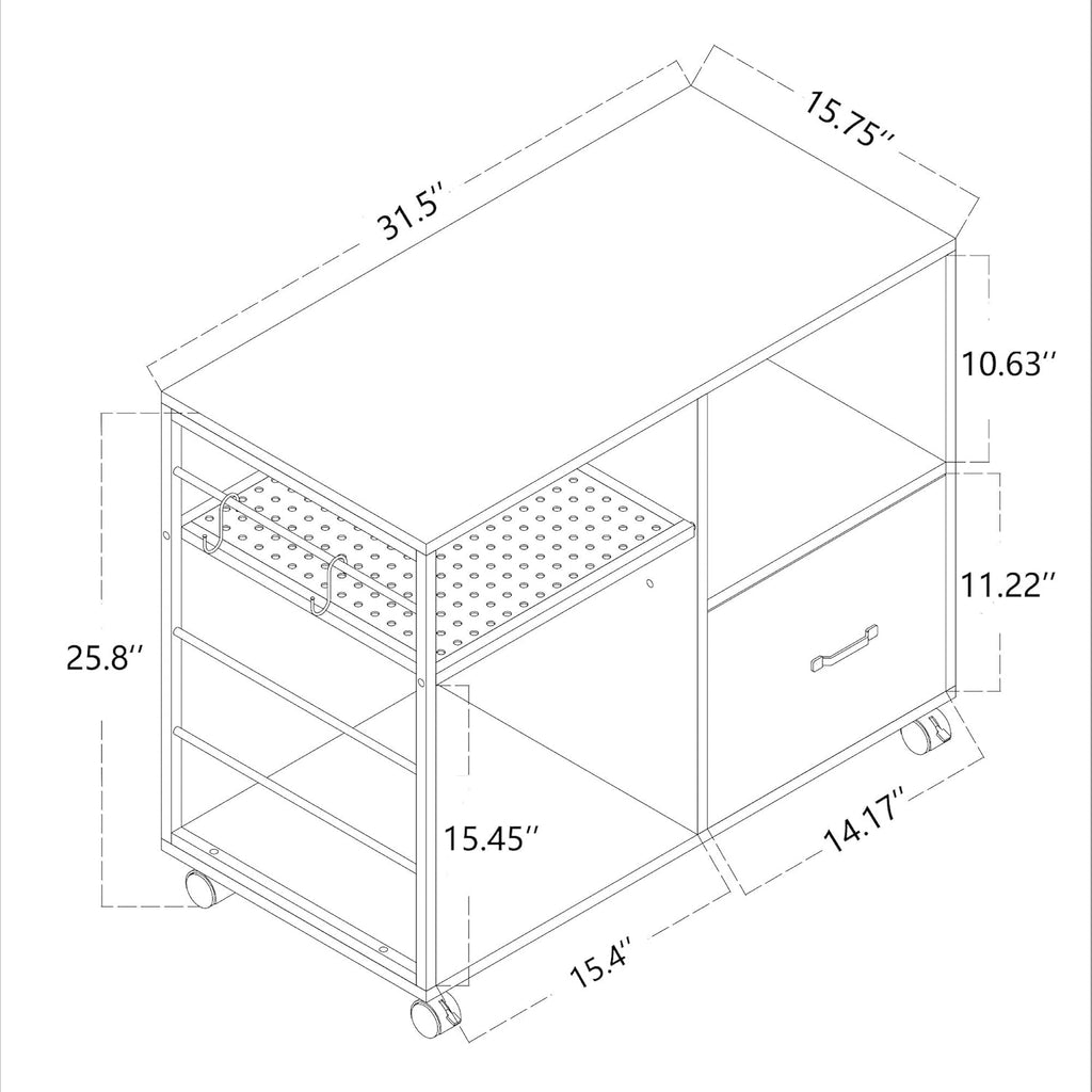 File Cabinet with Drawer and Open Storage Shelves L612
