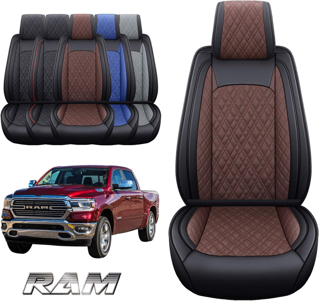 Black-Brown 2 Pc Front Car Seat Covers J906819