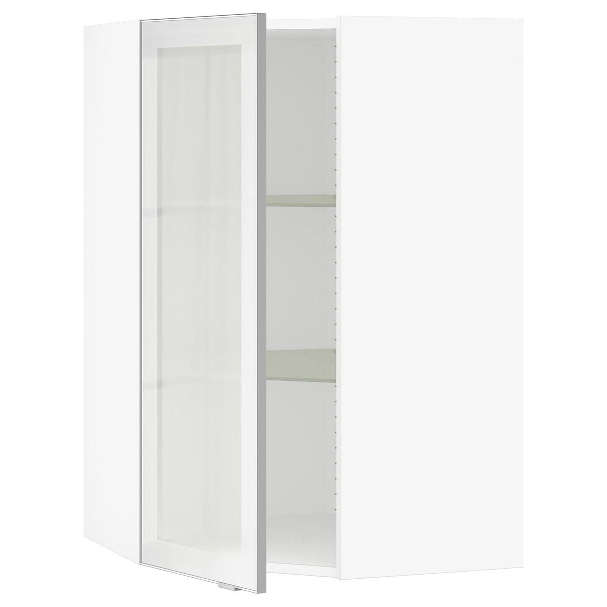 Corner Wall Cabinet with Glass Door, White Frosted Glass H24638