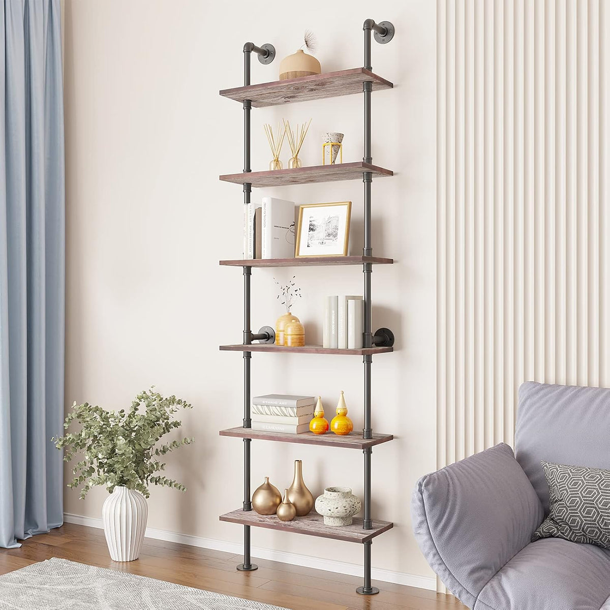 6 Tier Solid Wood Ladder Shelf Bookshelf R1765