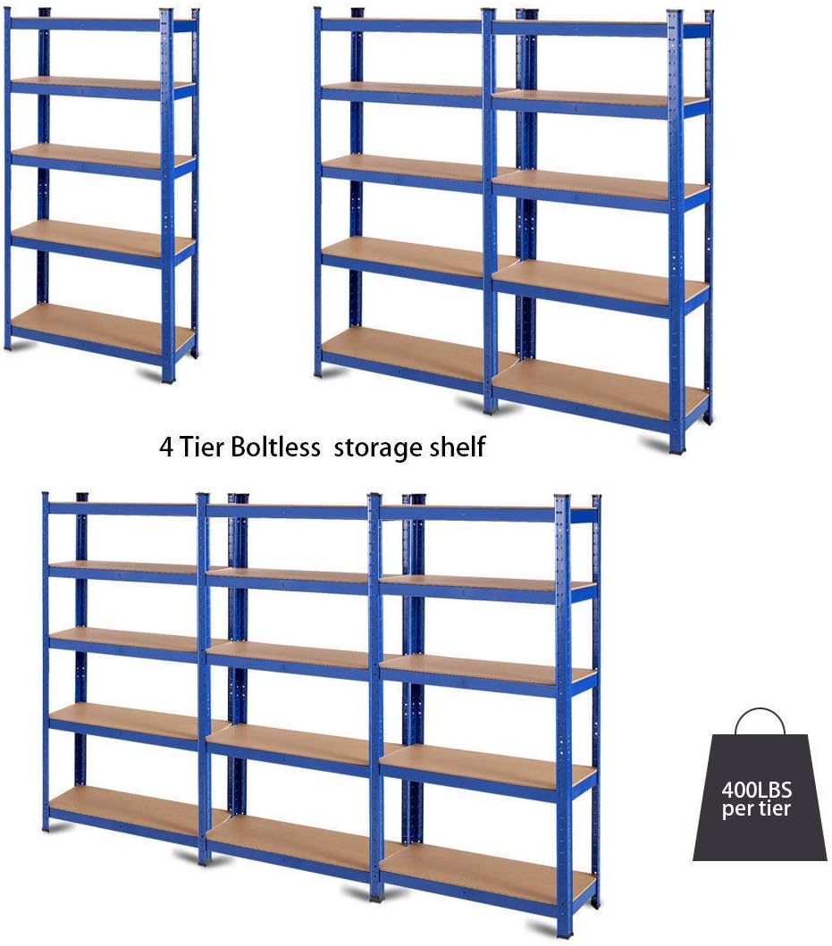 5-Tier Heavy Duty Steel Storage Shelves with Adjustable Shelves V911157