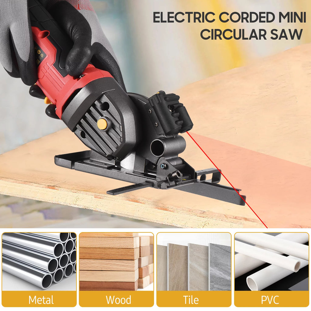 Mini Circular Saw 4.8Amp 3700RPM with Guide Scale Ruler I381