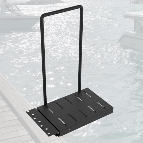 Black Metal Dock Boarding Platform with Safety Handrail T955788