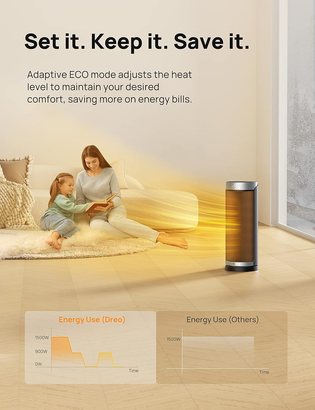 16 inch 1500W Oscillating Electric Space Heater with Remote W130565