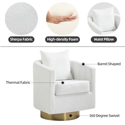 White Set of 2 Swivel Teddy Fabric Accent Chairs V108922