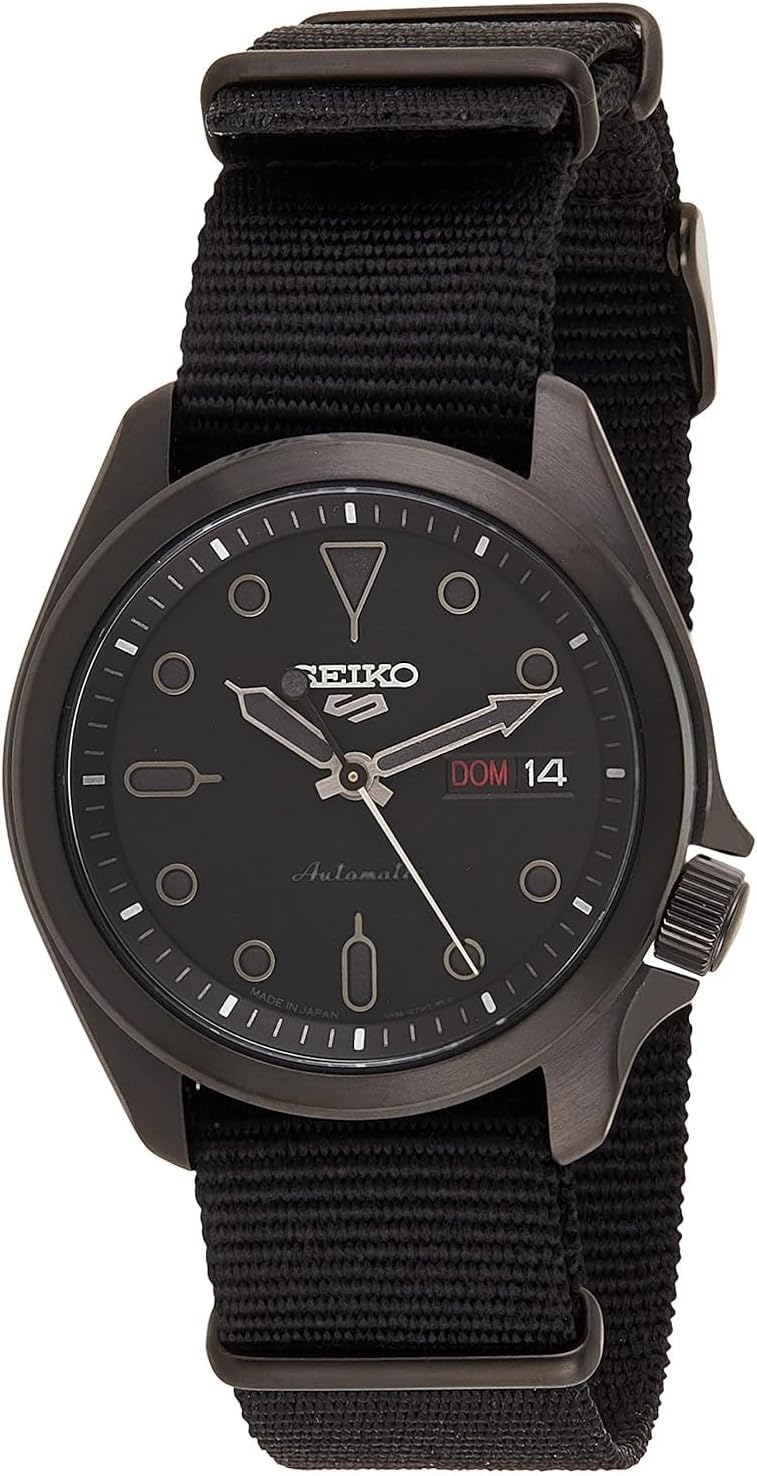 Stainless Steel Automatic Watch with Nylon Strap, Black J45273
