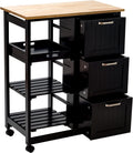 White Kitchen Island Cart with Storage on Wheels G981