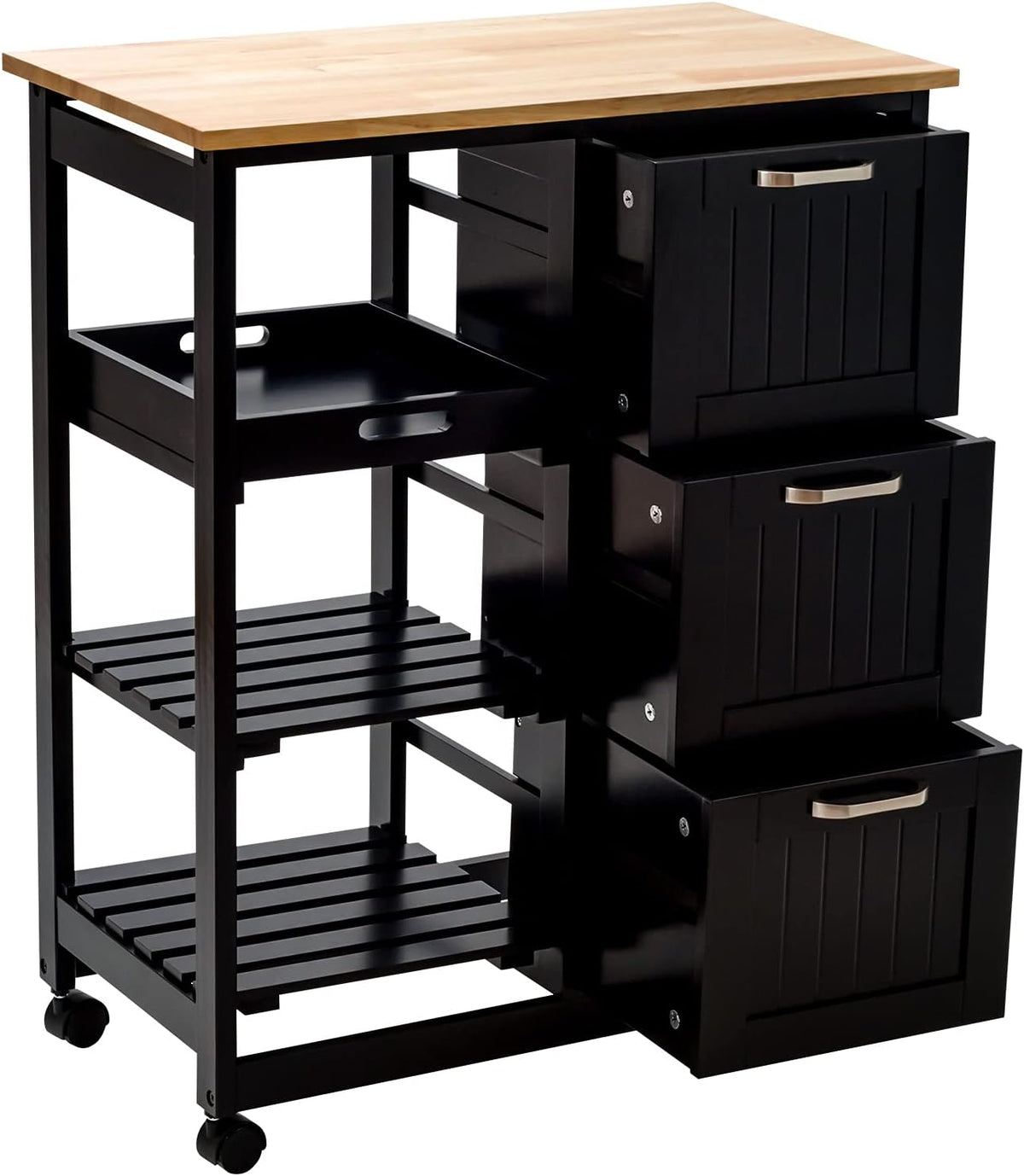 White Kitchen Island Cart with Storage on Wheels G981