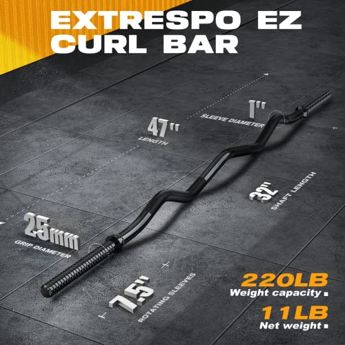 47" EZ Curl Bar Weight Lifting Bar with Star Collars K172